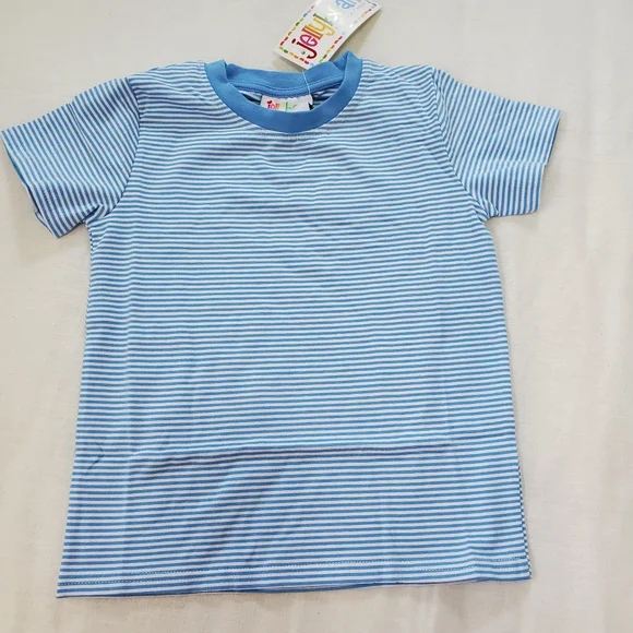 Jelly Bean/Smock Candy Size 4 Medium Blue Striped T-Shirt Cotton/Spandex NWT - Picture 1 of 7